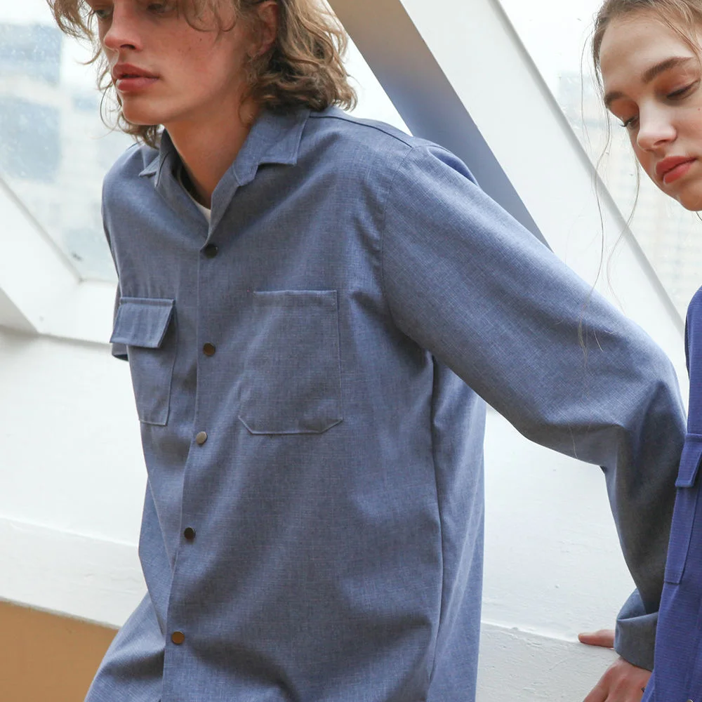 OVERSIZED STRING SHIRTS JACKET BLUE
