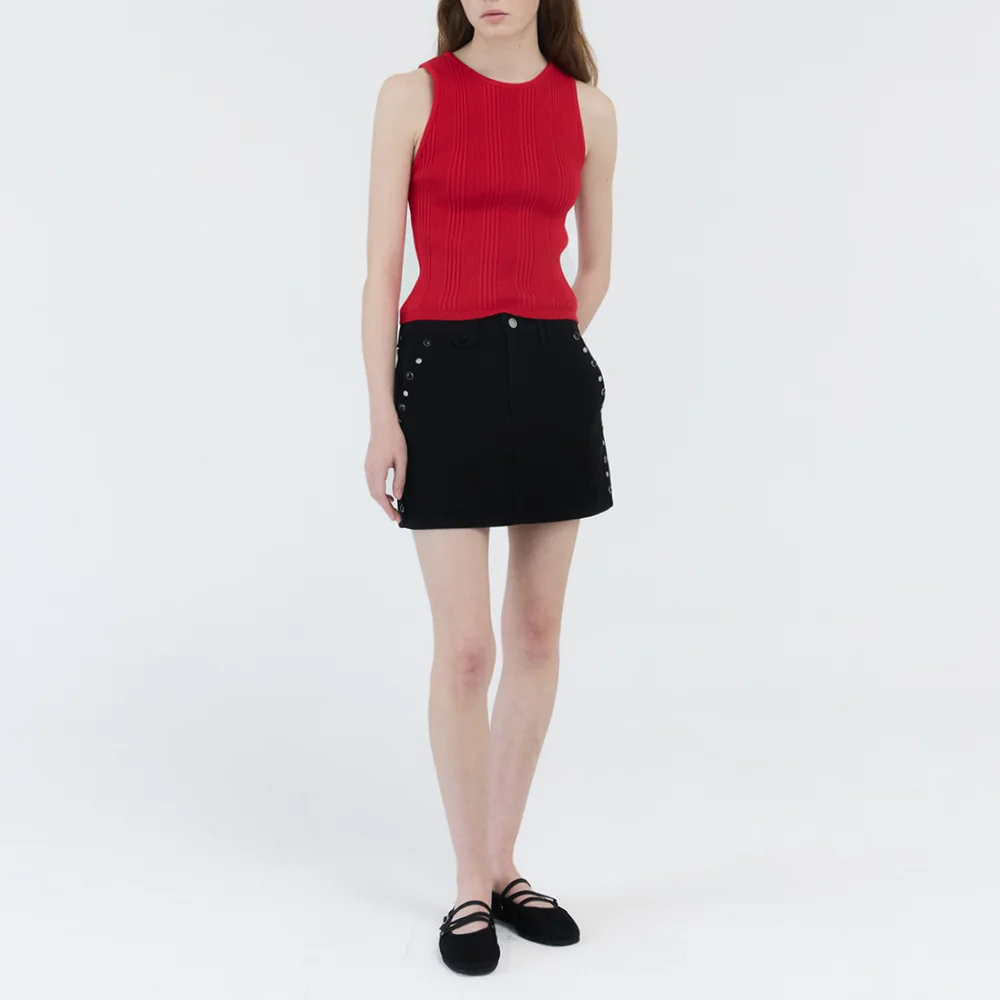 STUD POINT MINI SKIRT / BLACK