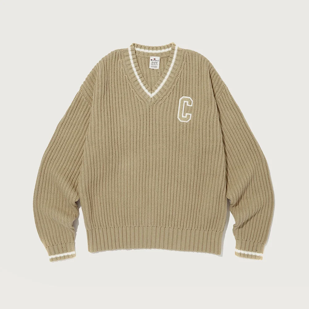可水洗 V領 毛衣 Normal Beige