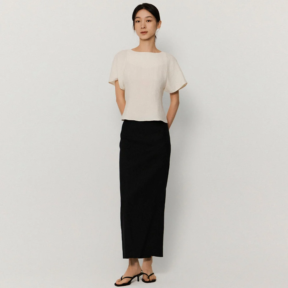 essential linen skirt_black (3 size)