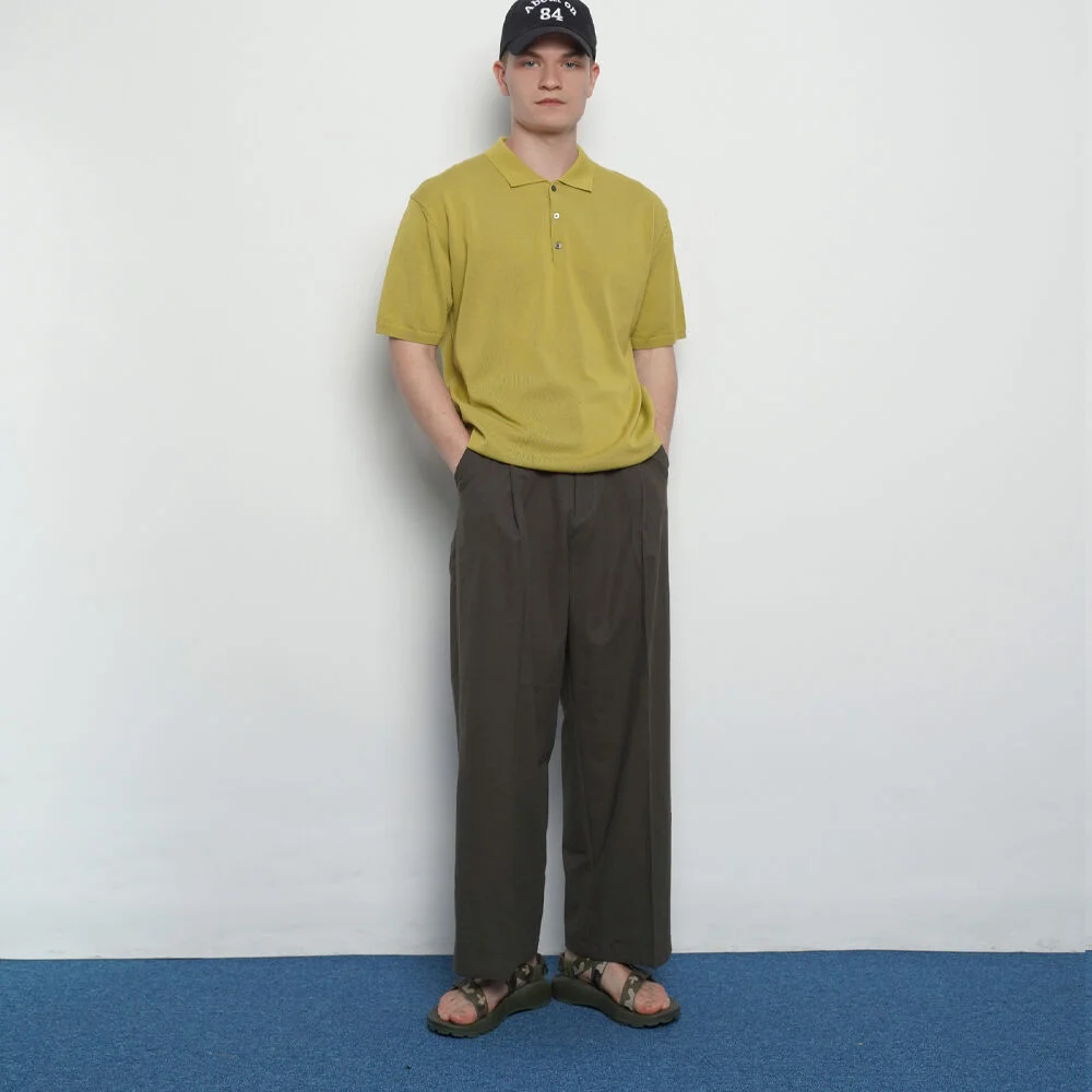 M456 linen wide pants khaki