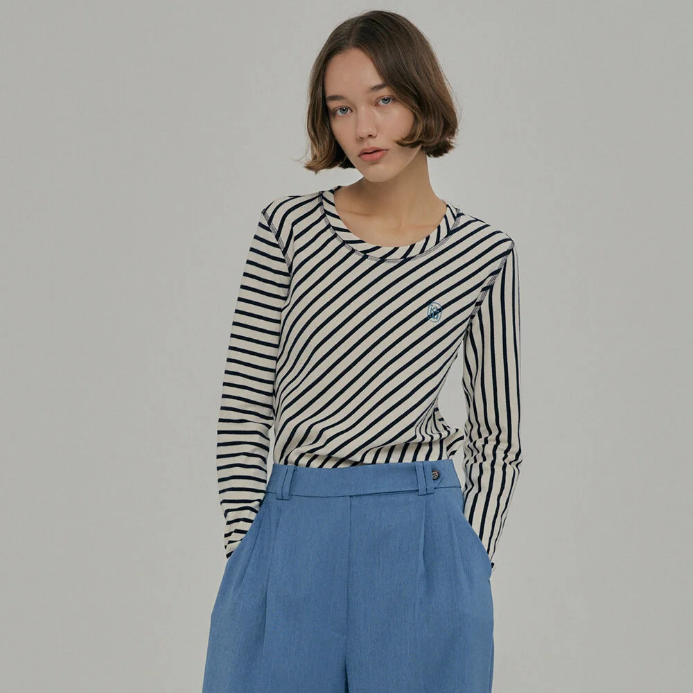 Collage stripe T Ivory