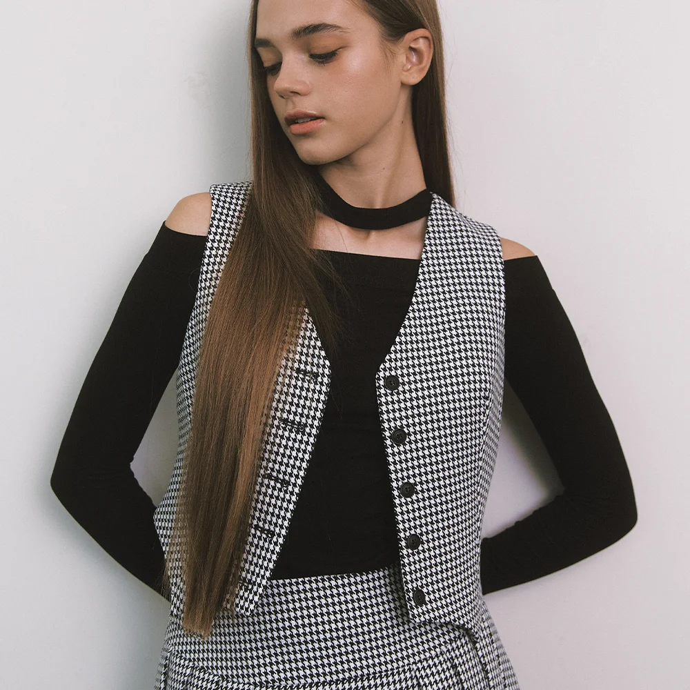 Hound Tooth Pattern Vest