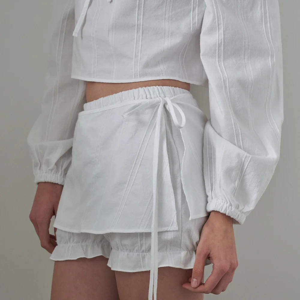 Mellow Ribbon Wrap Skirt - White