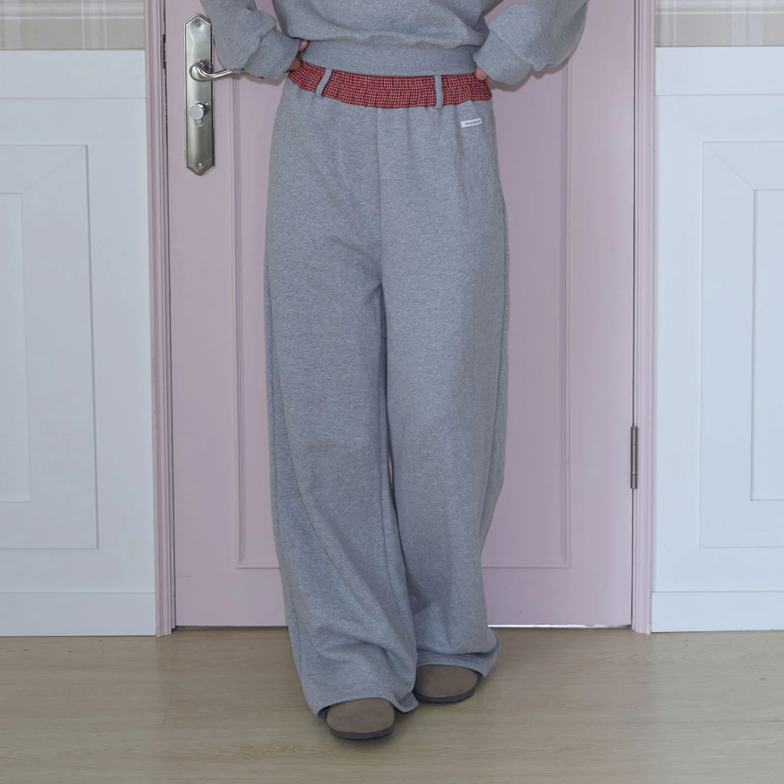 Check Banding Pants (melange gray)