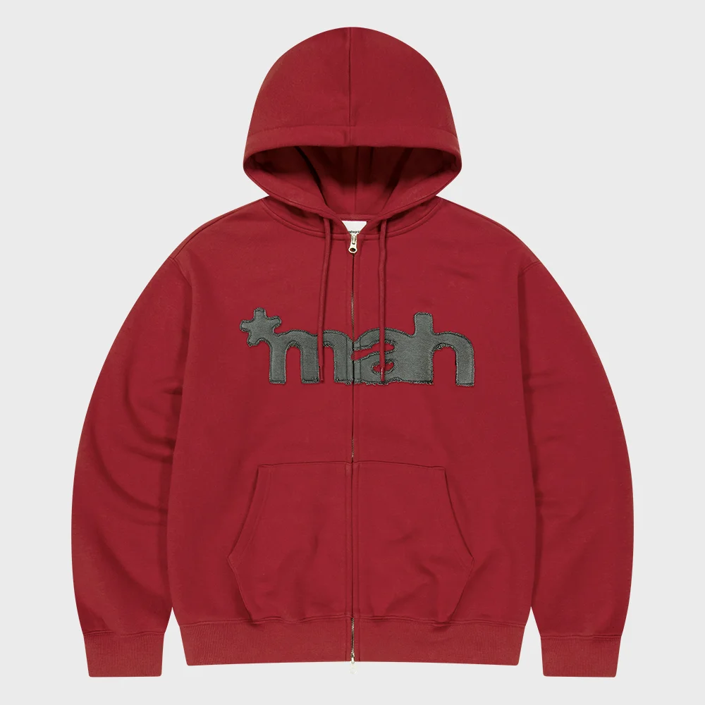 mah CUT OFF APPLIQUE ZIP-UP HOODIE