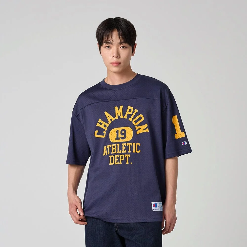 學院風 網布 足球 針織 T恤 Navy