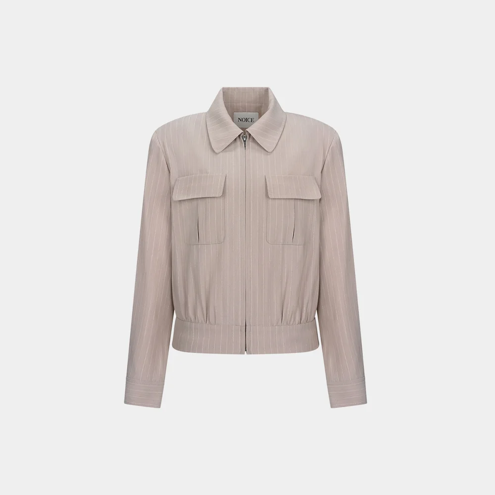 (W) ITALIAN PINSTRIPED RICKY JACKET - BEIGE