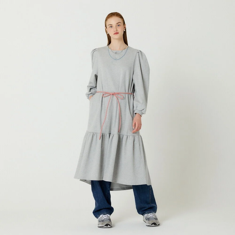 RECYCLED FABRIC PUFF DRESS(GRAY)