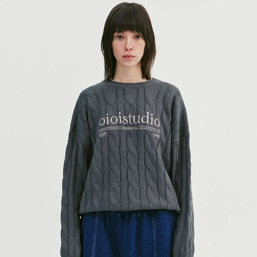 LAYERED LOGO CABLE KNIT
