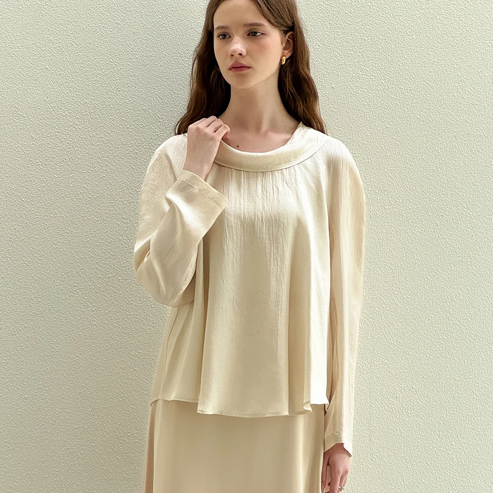 Haze Cowl Light Beige Blouse