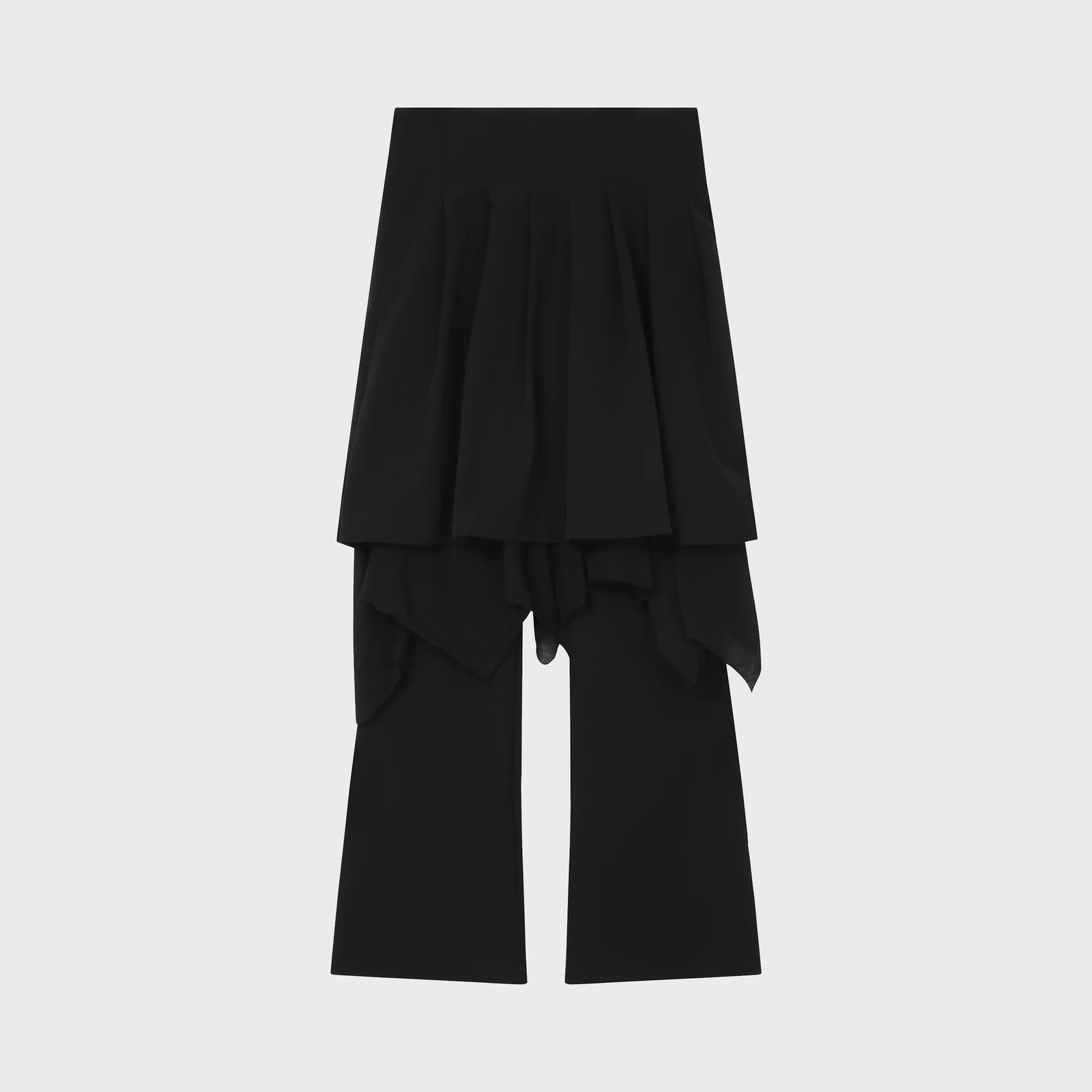 Layered skirt pants set BLACK