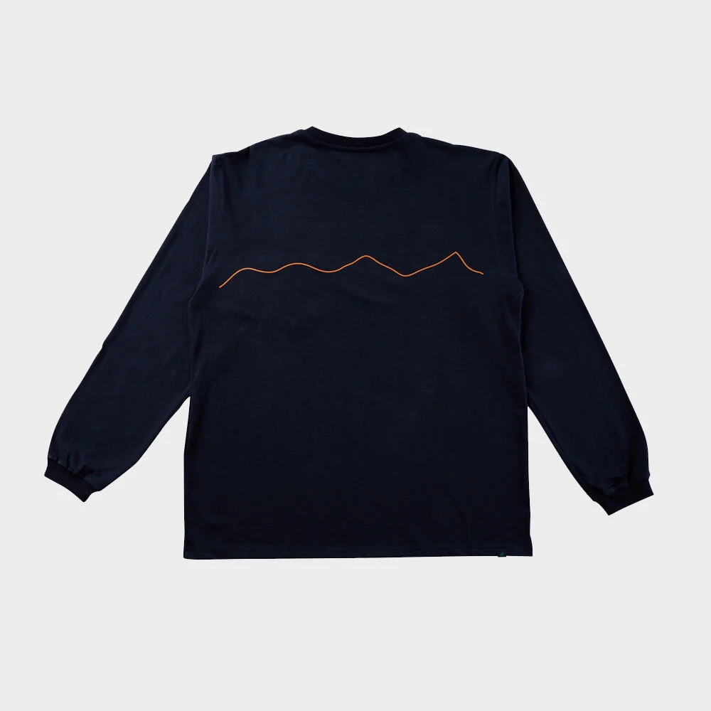 HH RIDGE POCKET L/S TEE (NAVY / ORANGE)