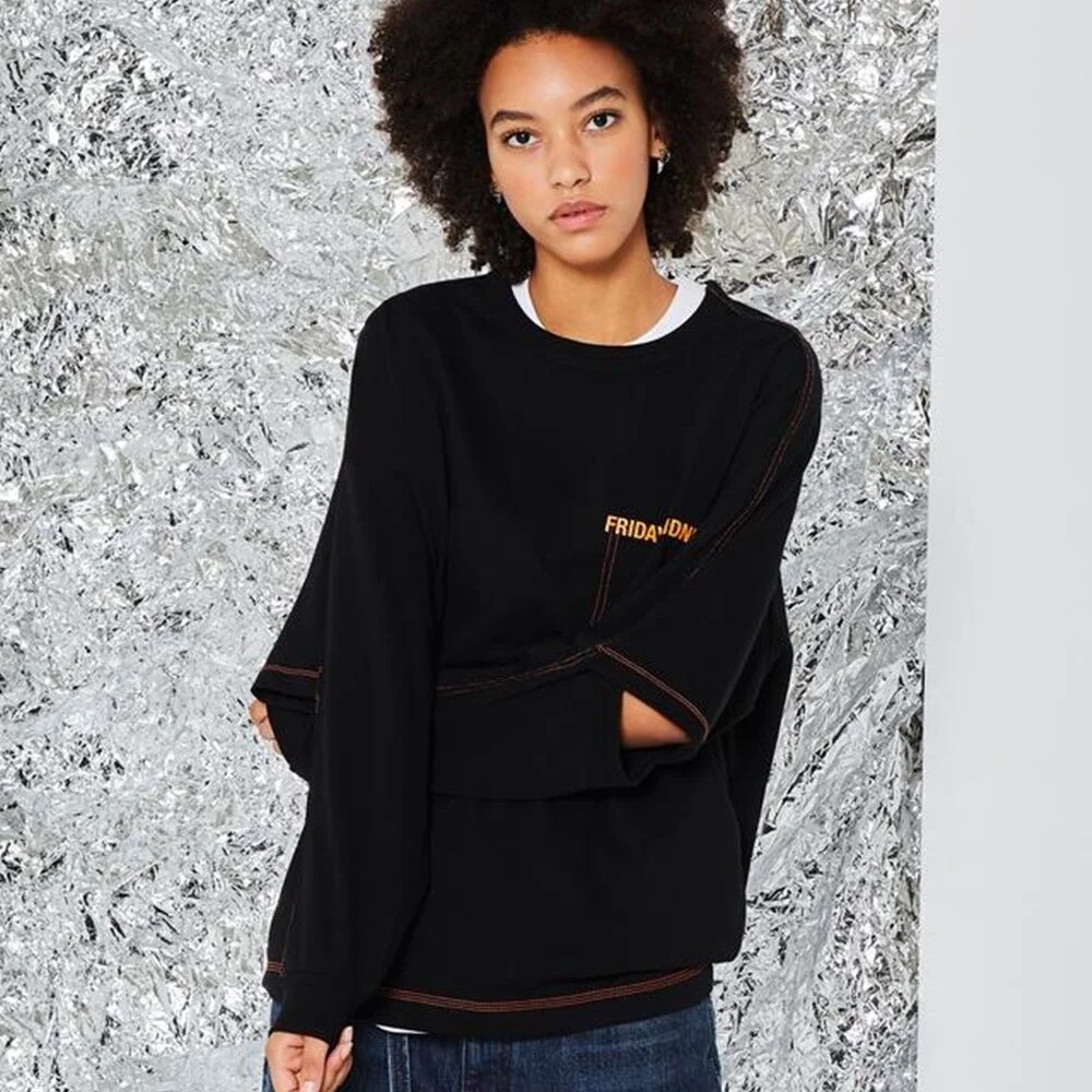 BLACK ELBOW SLIT COLOR STITCH LONGSLEEVE IETS0F601BK