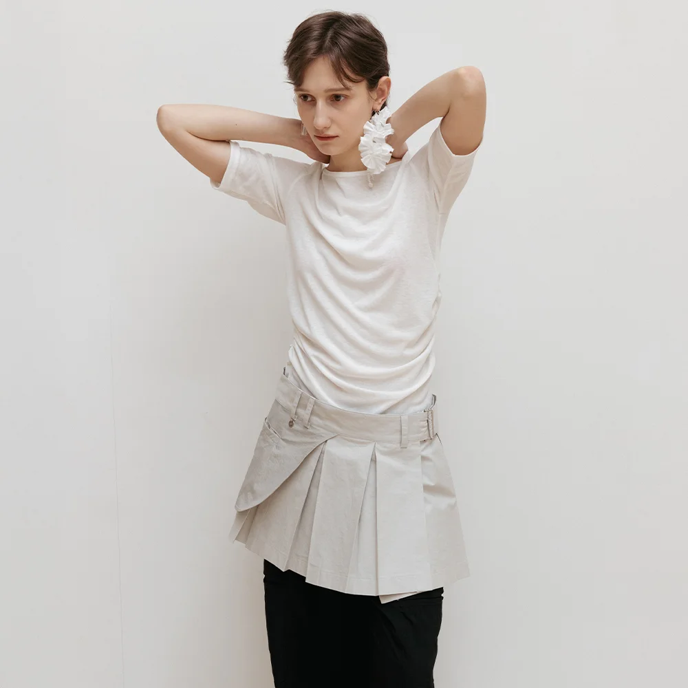 Layered Skirt (Grey)_百褶 層次 半身裙