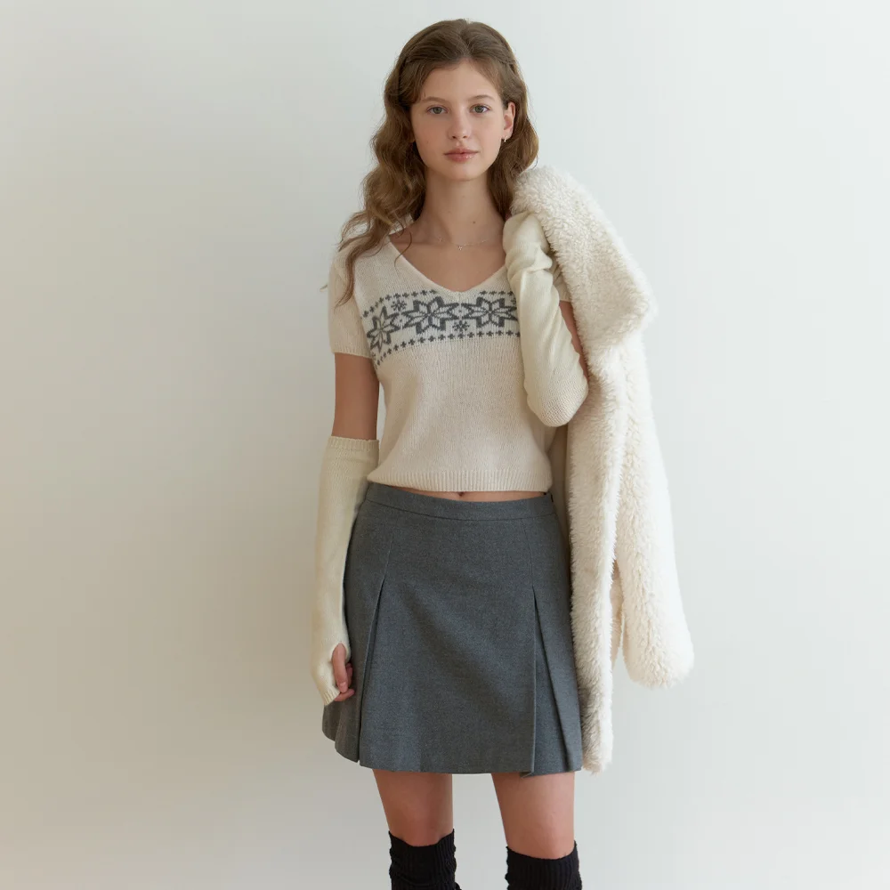 Vigne half v knit (ivory)
