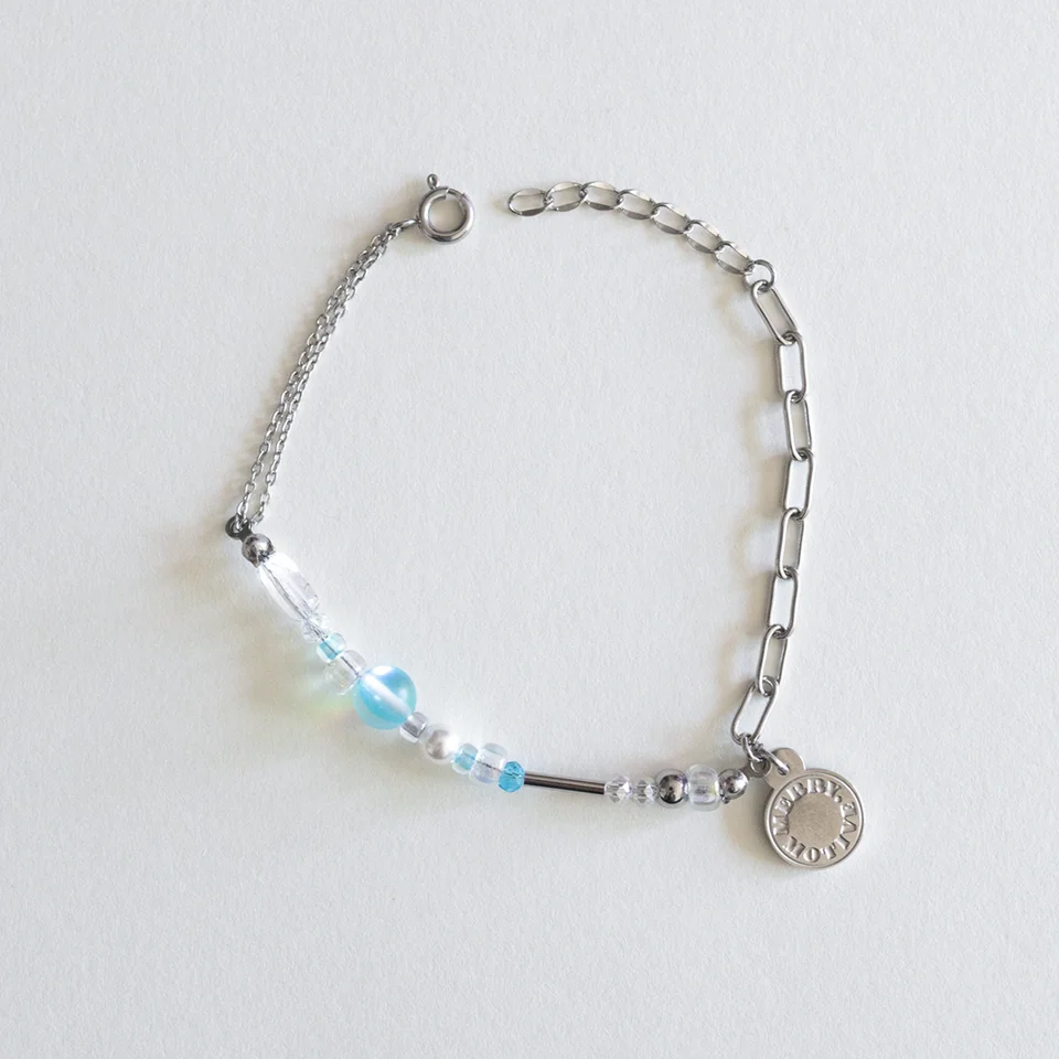 Aqua and clear mix chain bracelet