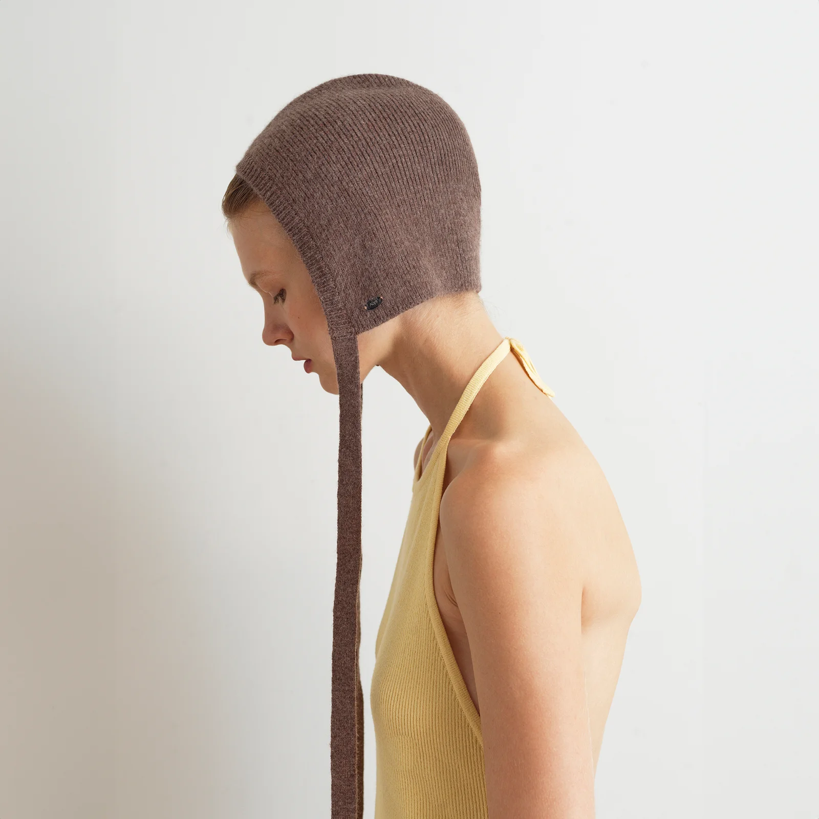 KNIT BONNET - MELANGE BROWN