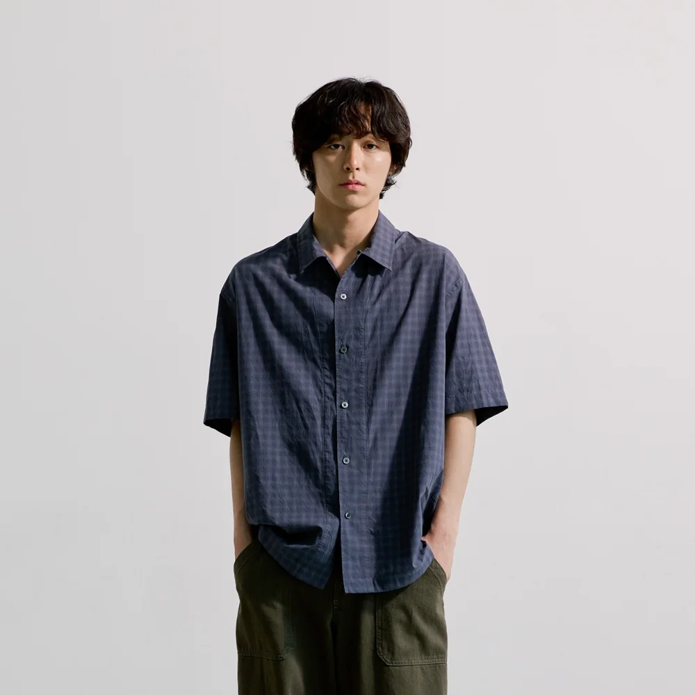 LOOSED CHECK HALF SHIRT