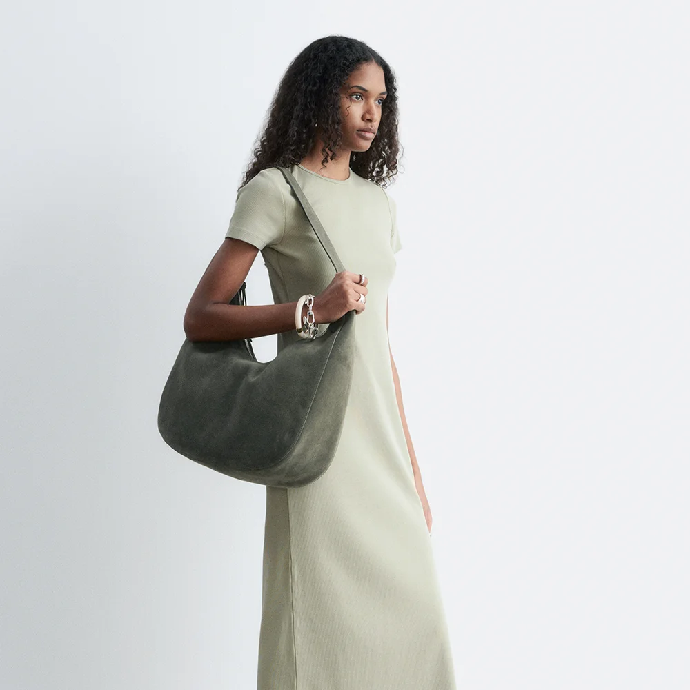 肩部 袋 (Khaki green Medium Dusty Catfish Suede)