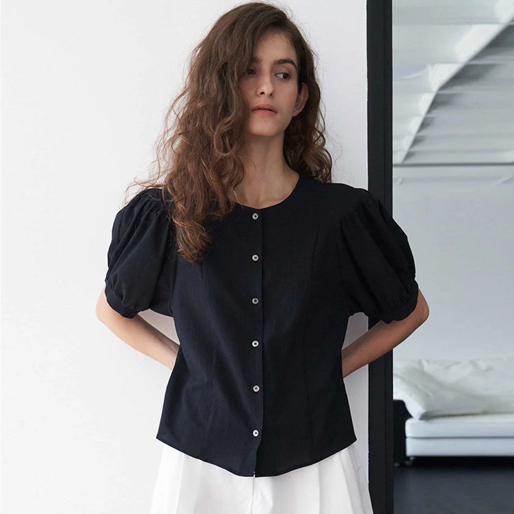 Volume Puff Blouse(Black)