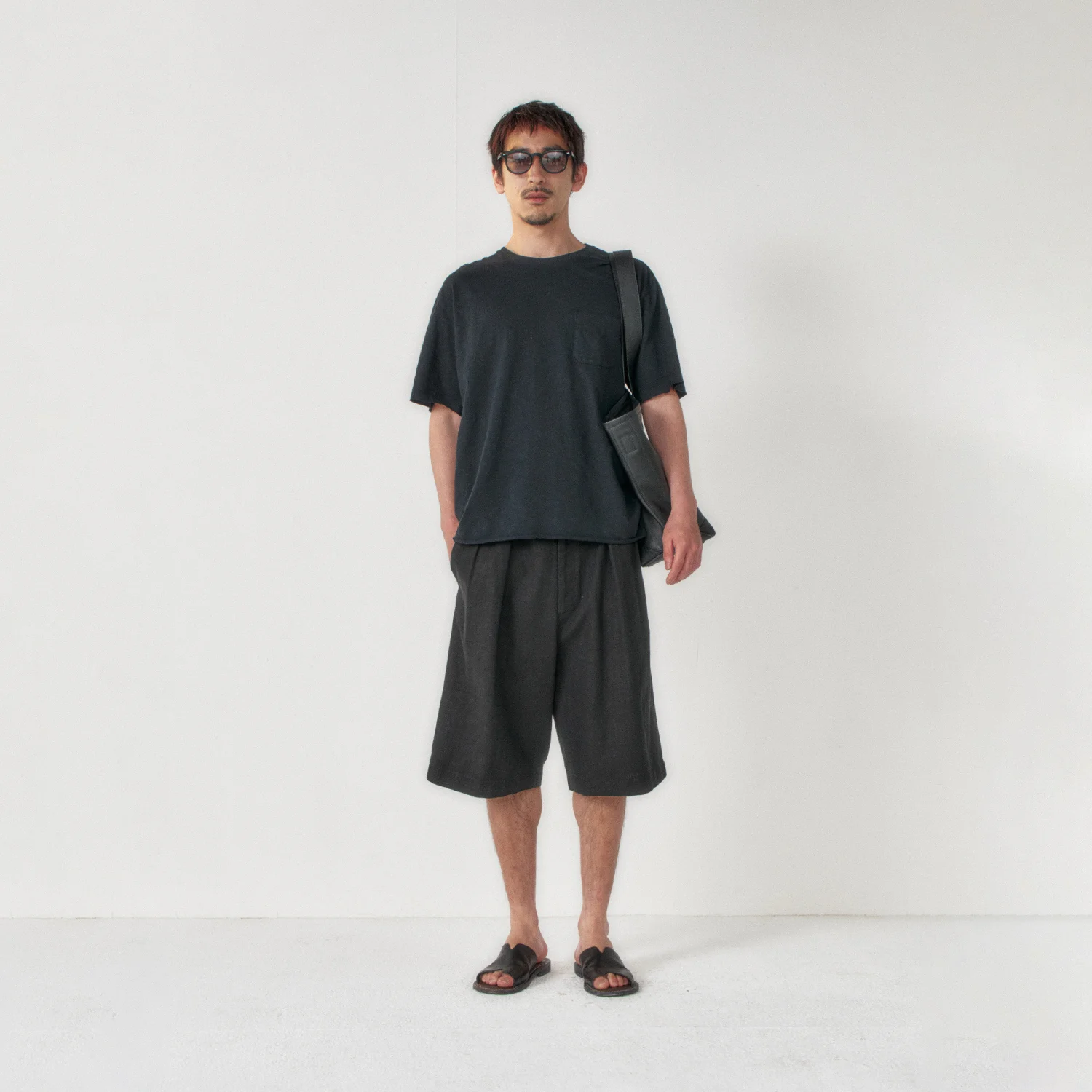 Washed Linen Bermuda Shorts_Black