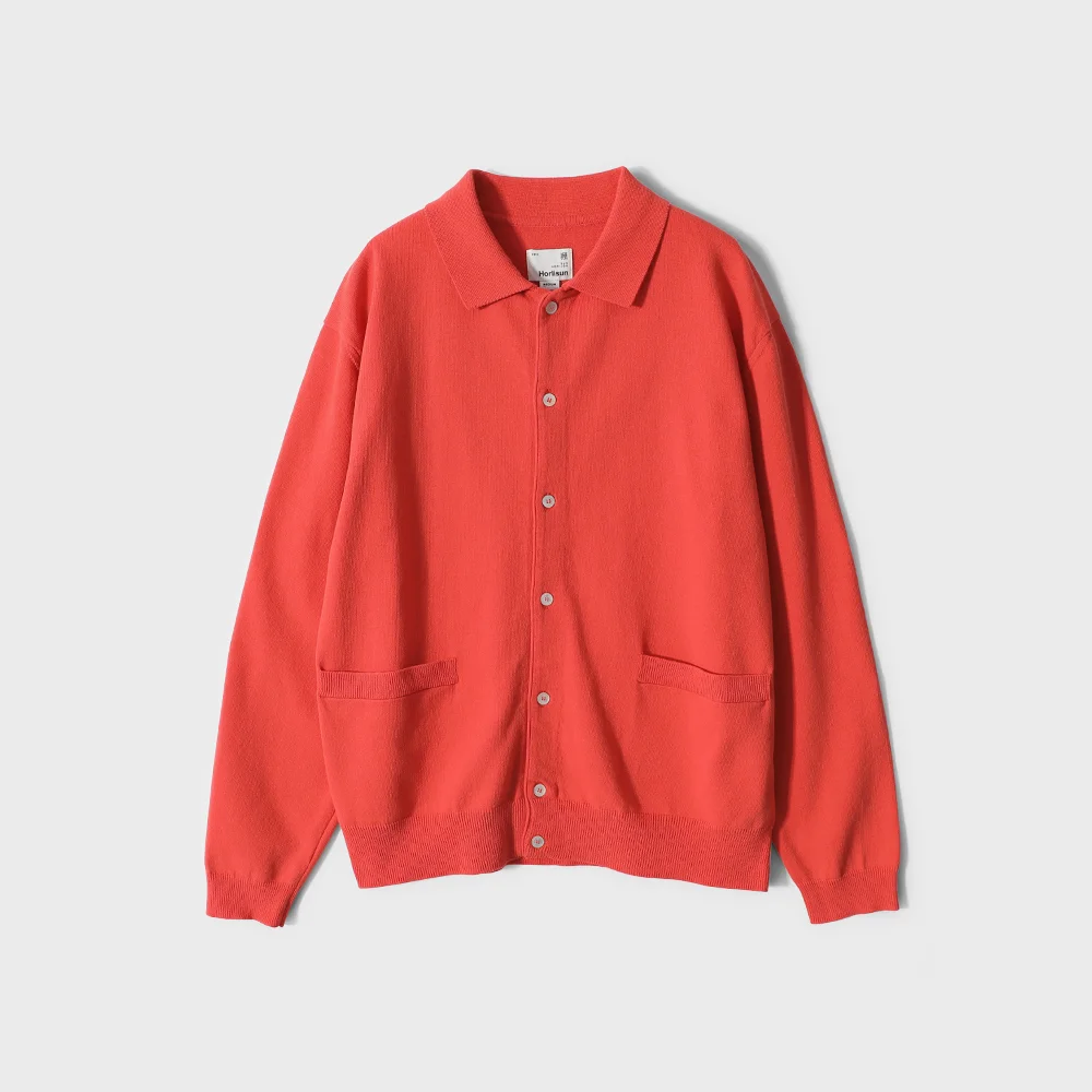 Forshey Collar Cardigan Cotton Knit Orange