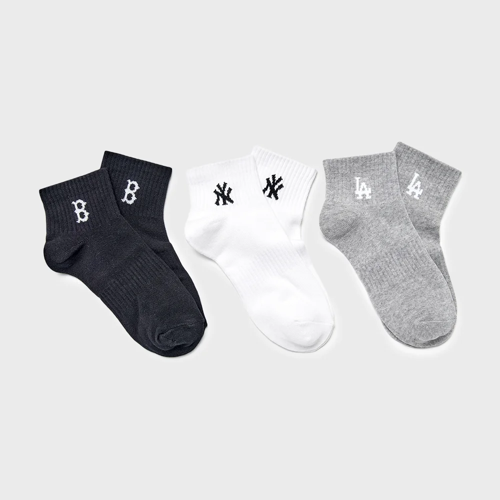 小 標誌 腳踝 襪 3雙套裝 MLB (Melange Grey)