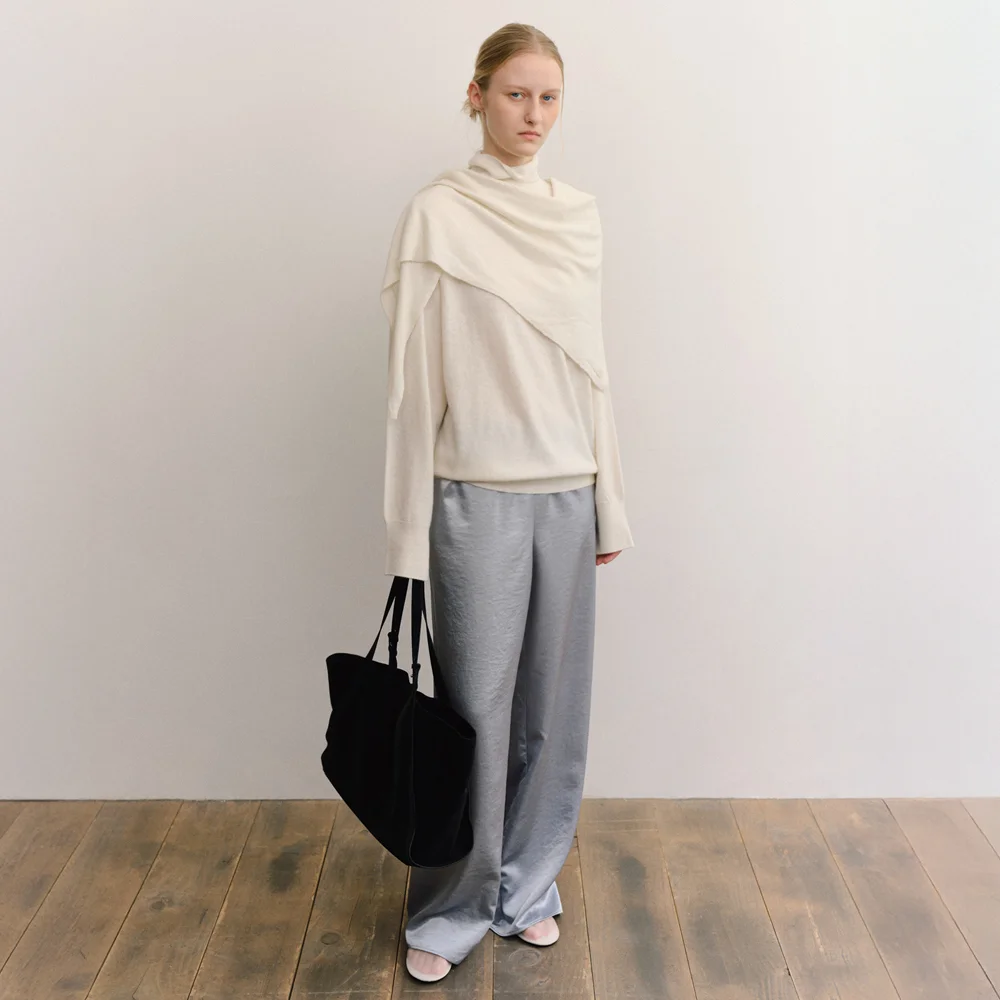 BIAS SATIN WIDE PANTS_PALE BLUE