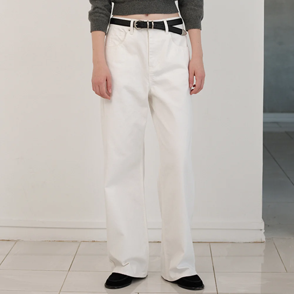 Lea Slub Denim Pants_White
