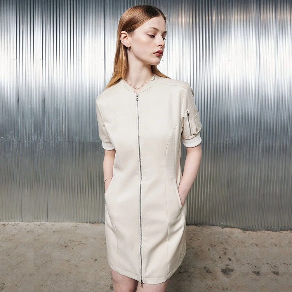 L2 ZIP UP DRESS(BEIGE)