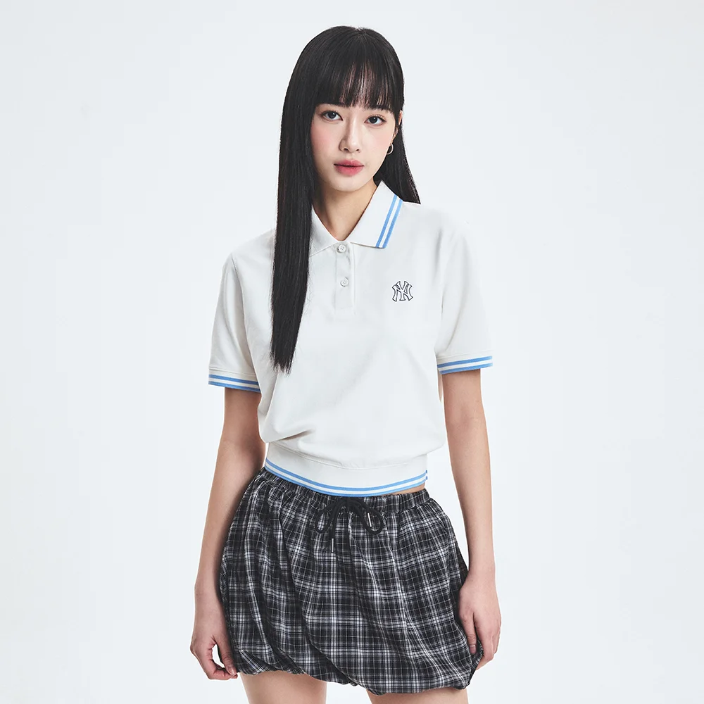 女裝 基本款 短版 衣領 T恤 NY (Ivory)