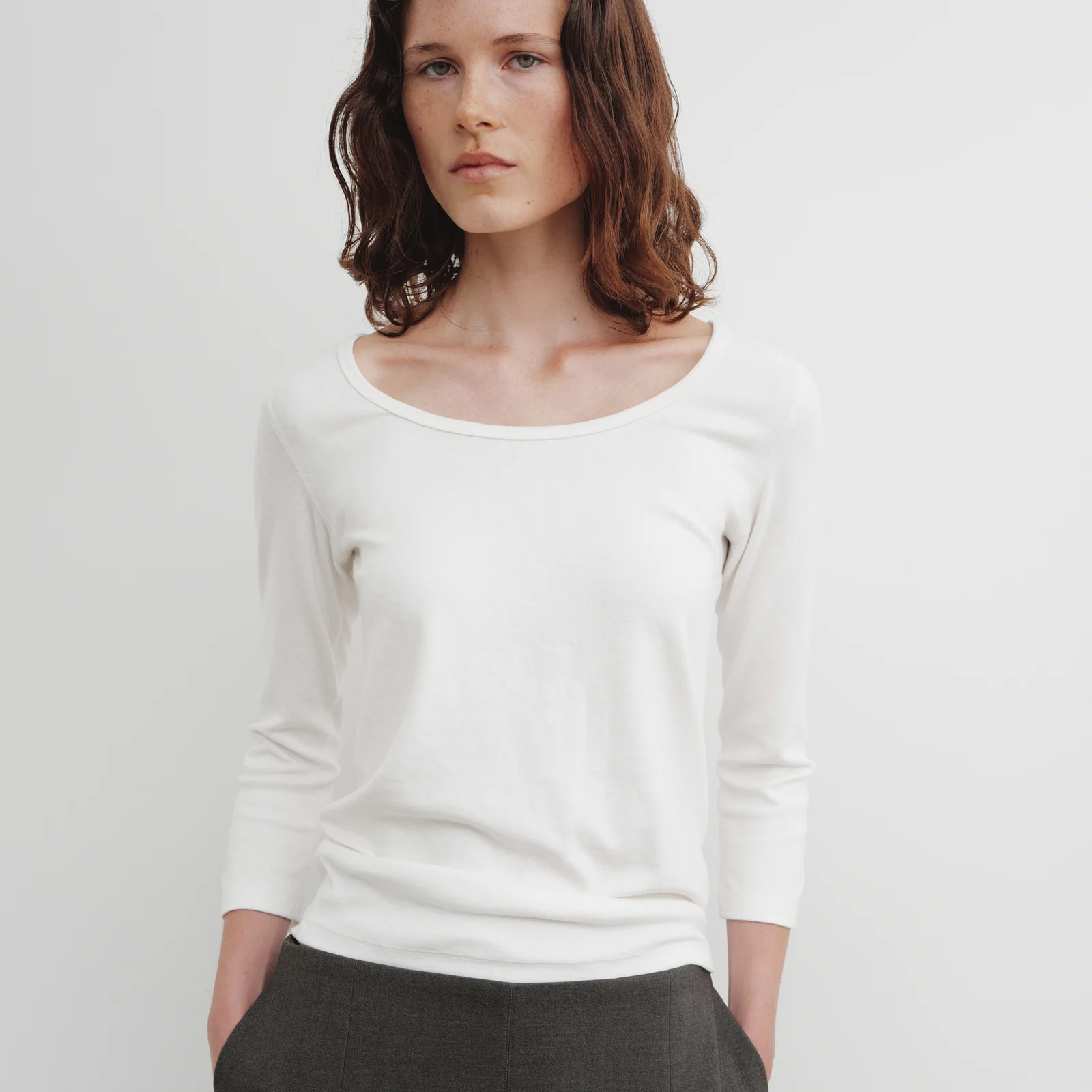 U-Neck Sleeve Top (Ivory)