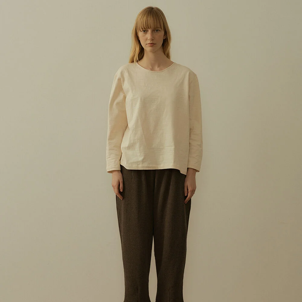 (w) Readymade Cropped Trouser in Waffle Jersey Charcoal