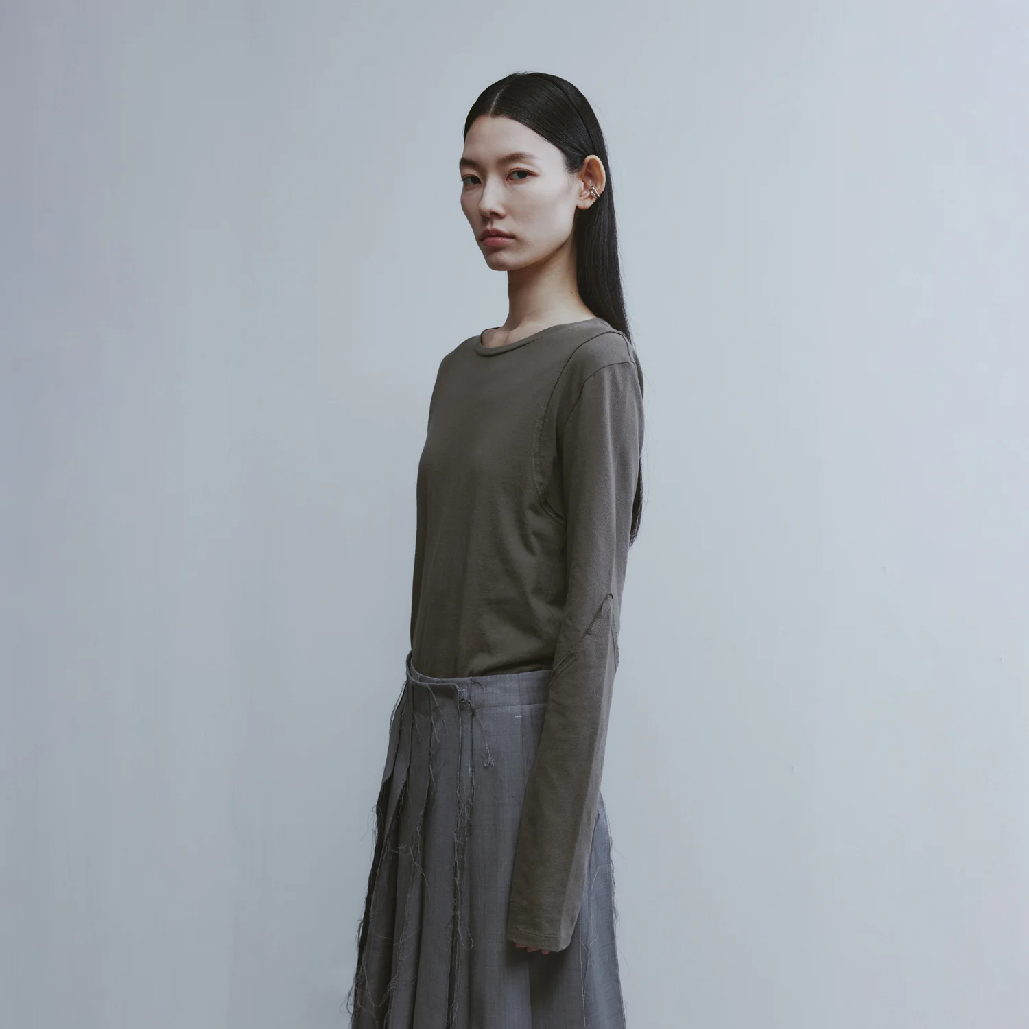 Layered Jersey Top - Khaki