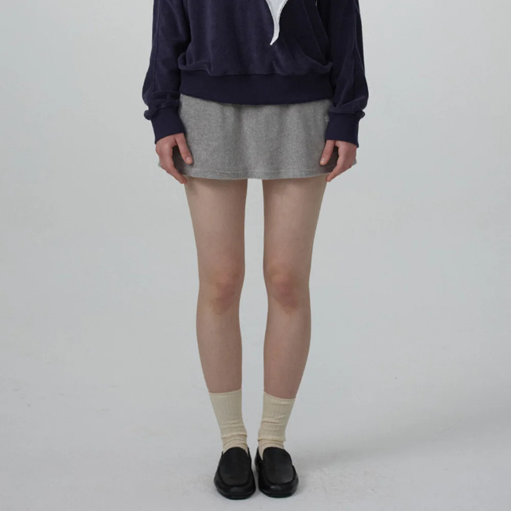 Terry Logo Drawstring Skirt_Grey