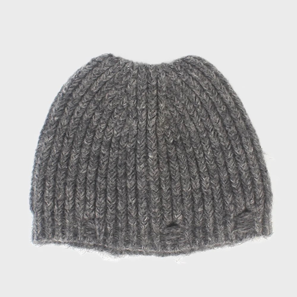 Wool Cat Gray Damage Beanie 貓耳帽