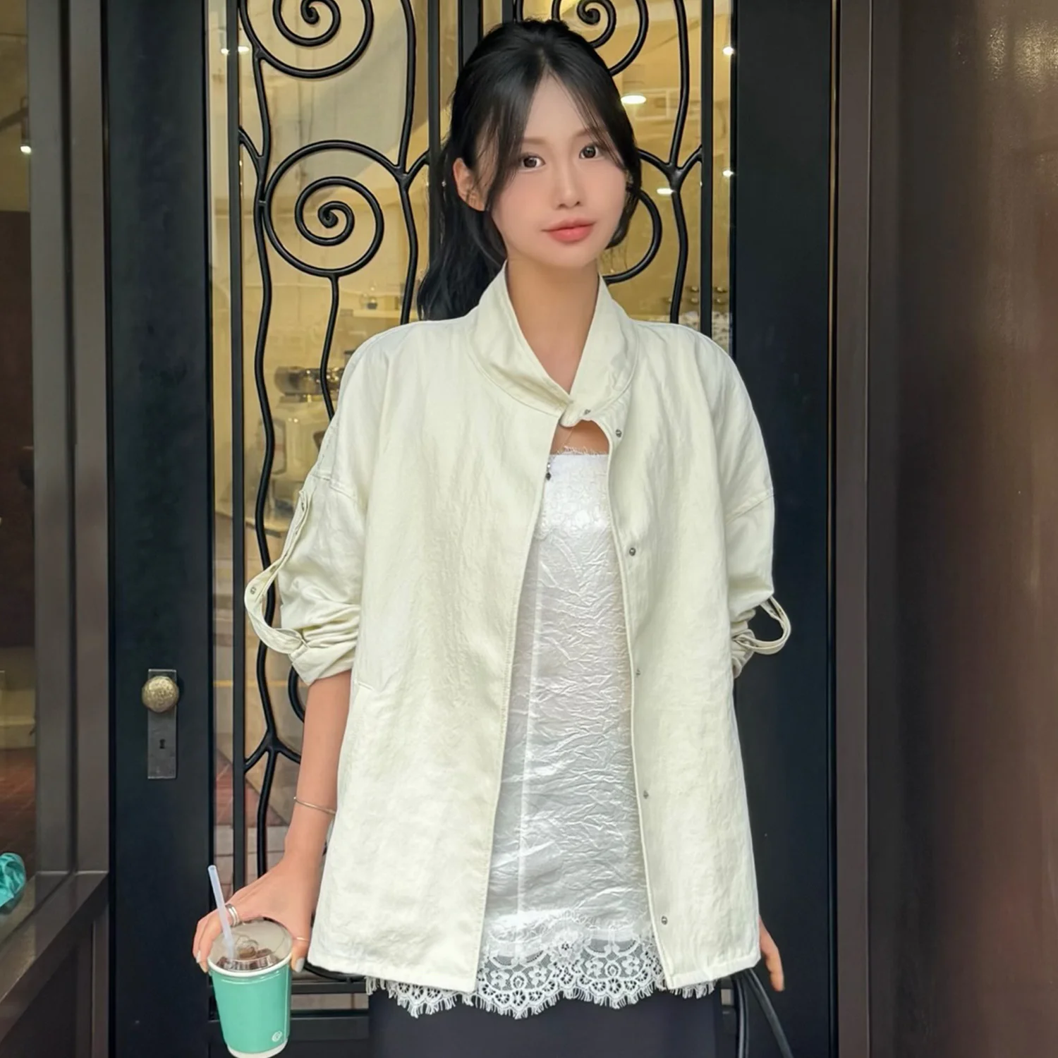 Damon 防風 外套 本白色
