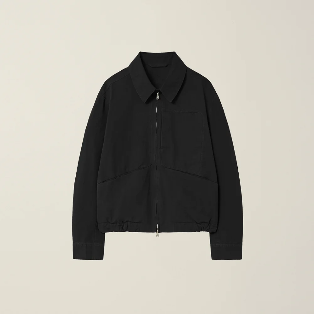 OBLIQUE POCKET COTTON BLOUSON BLACK