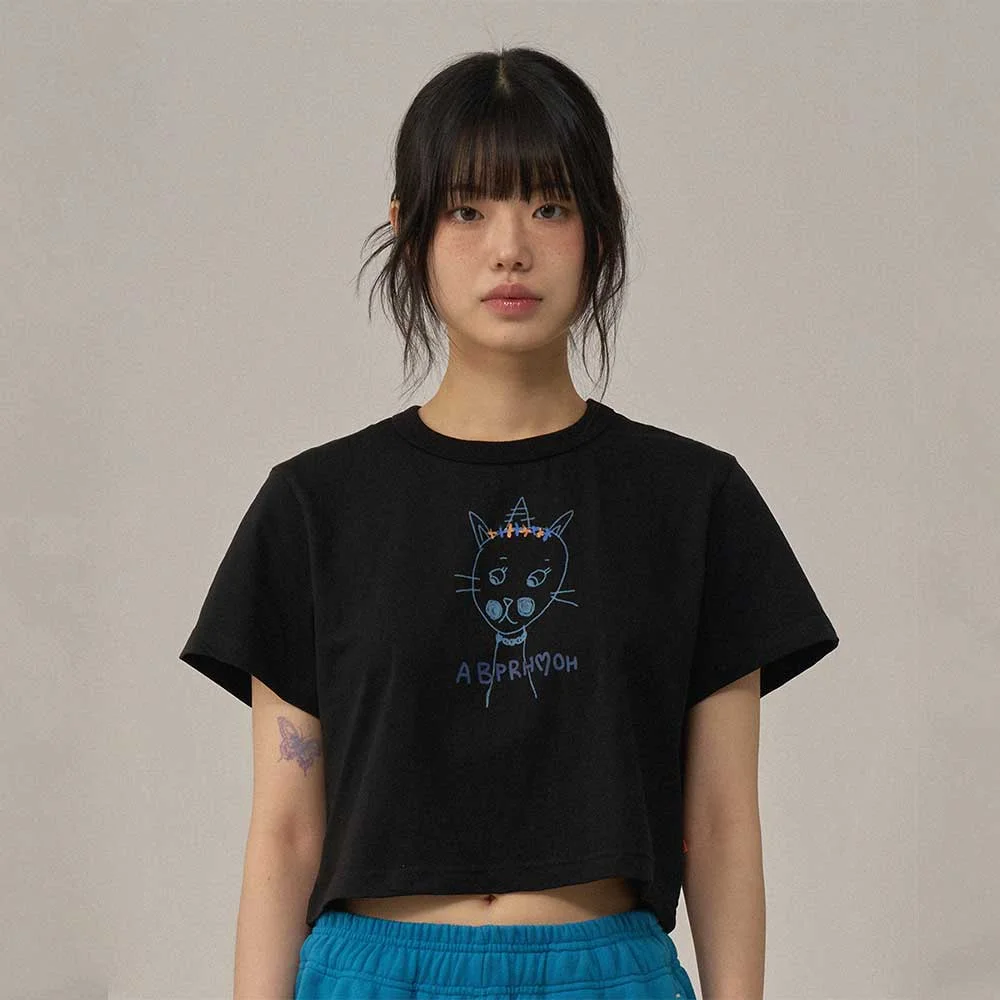BP Princess Cat Crop T-Shirt_BLACK