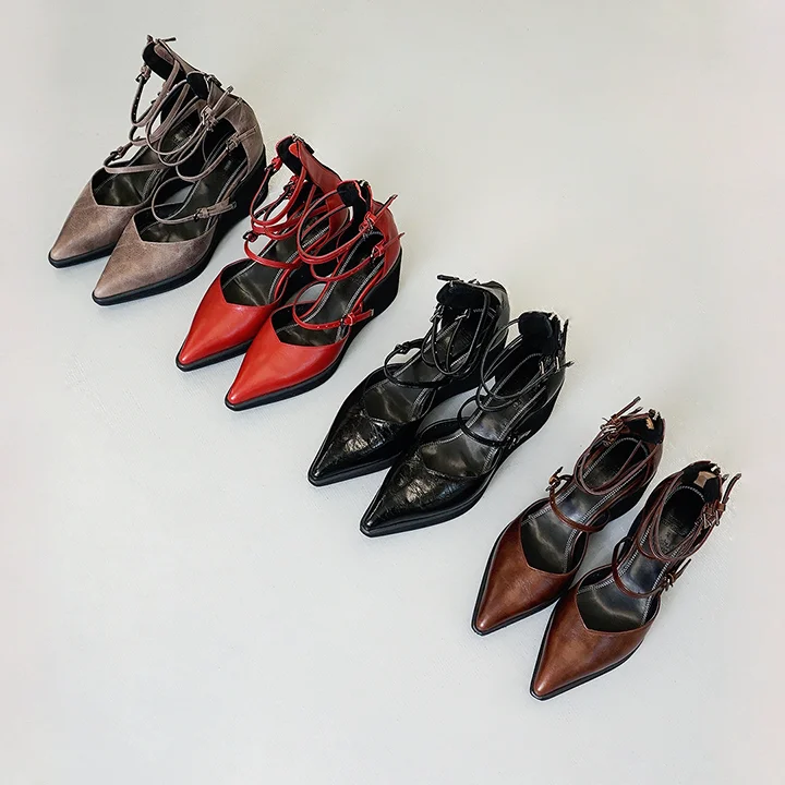 Lady 4肩帶 楔形跟_4color