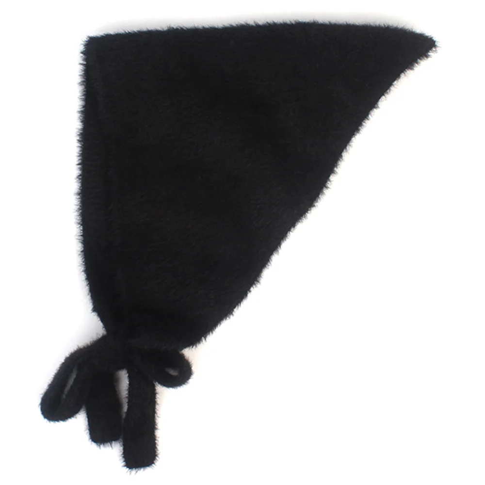 Fur Black Bandana Bonnet Hat Bonnet Hat