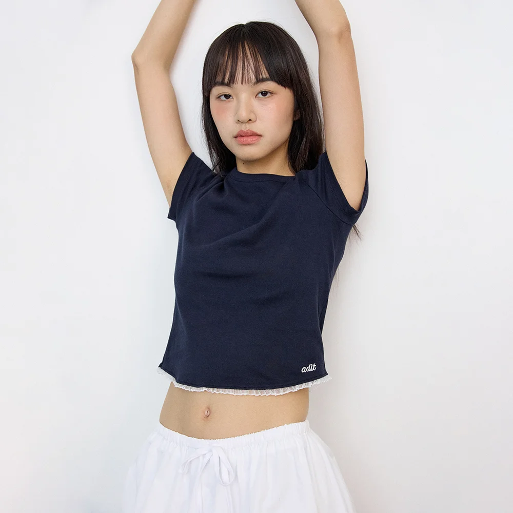 Baby lace tee_navy