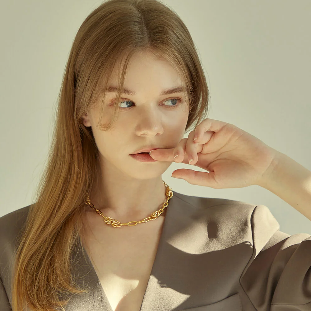 Layered Pattern Chain Necklace