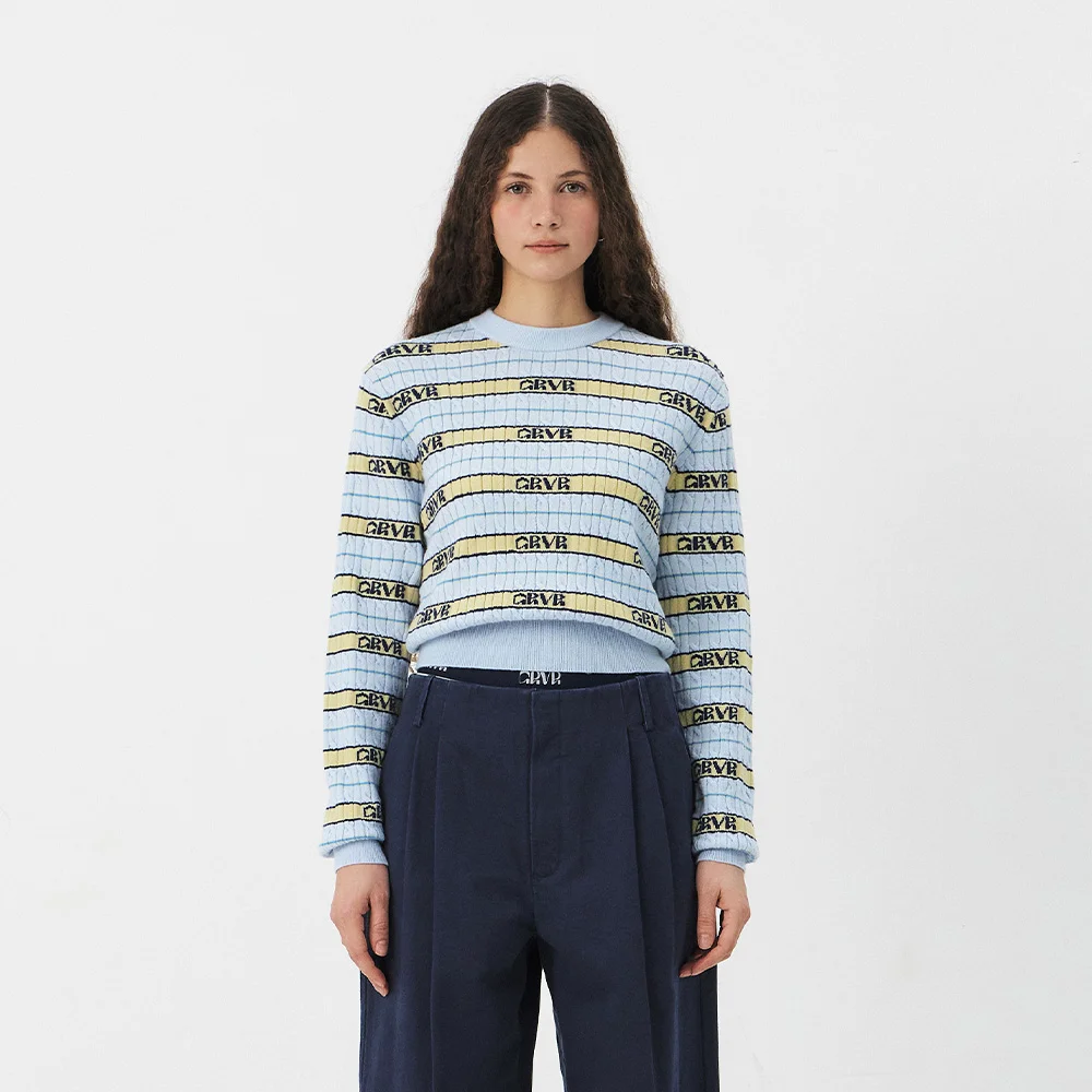 GRVR STRIPE CABLE KNIT