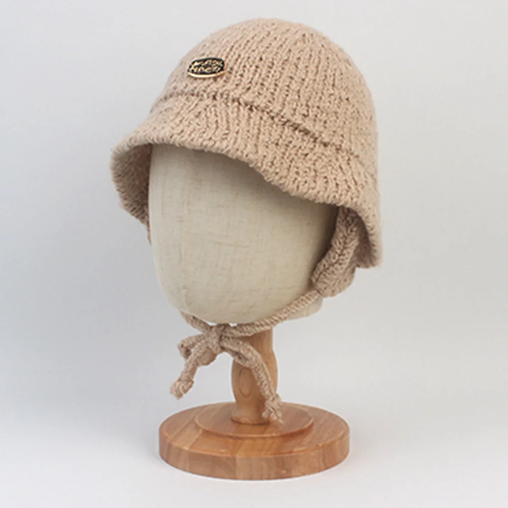 Wool Knit Beige Earflap Bucket Hat 護耳帽