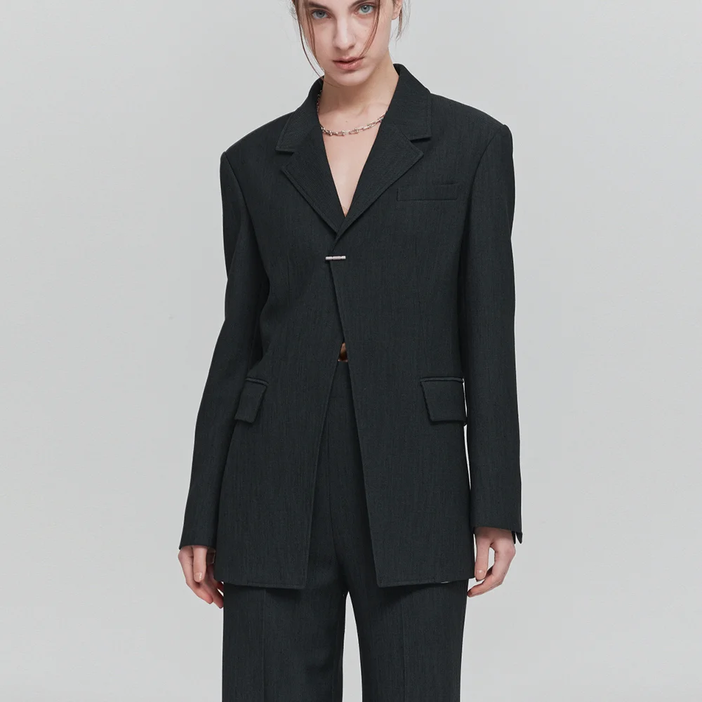 HIGH WAISTED SLIM FIT JACKET_DARK NAVY