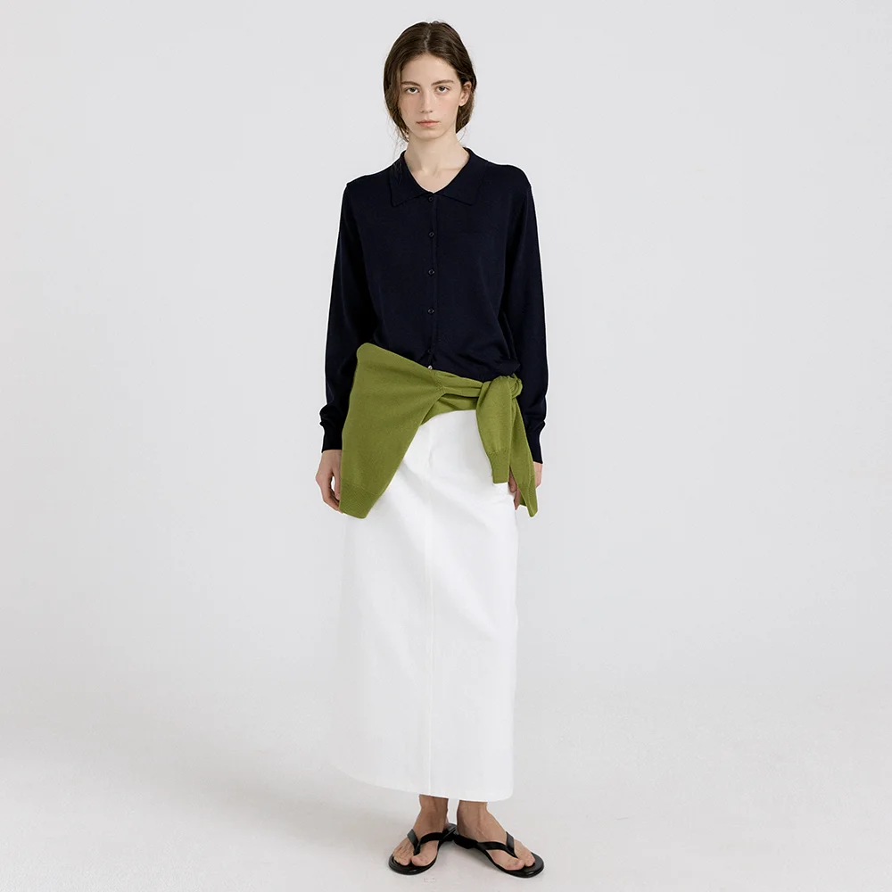 Legato Collar Cardigan (Navy)