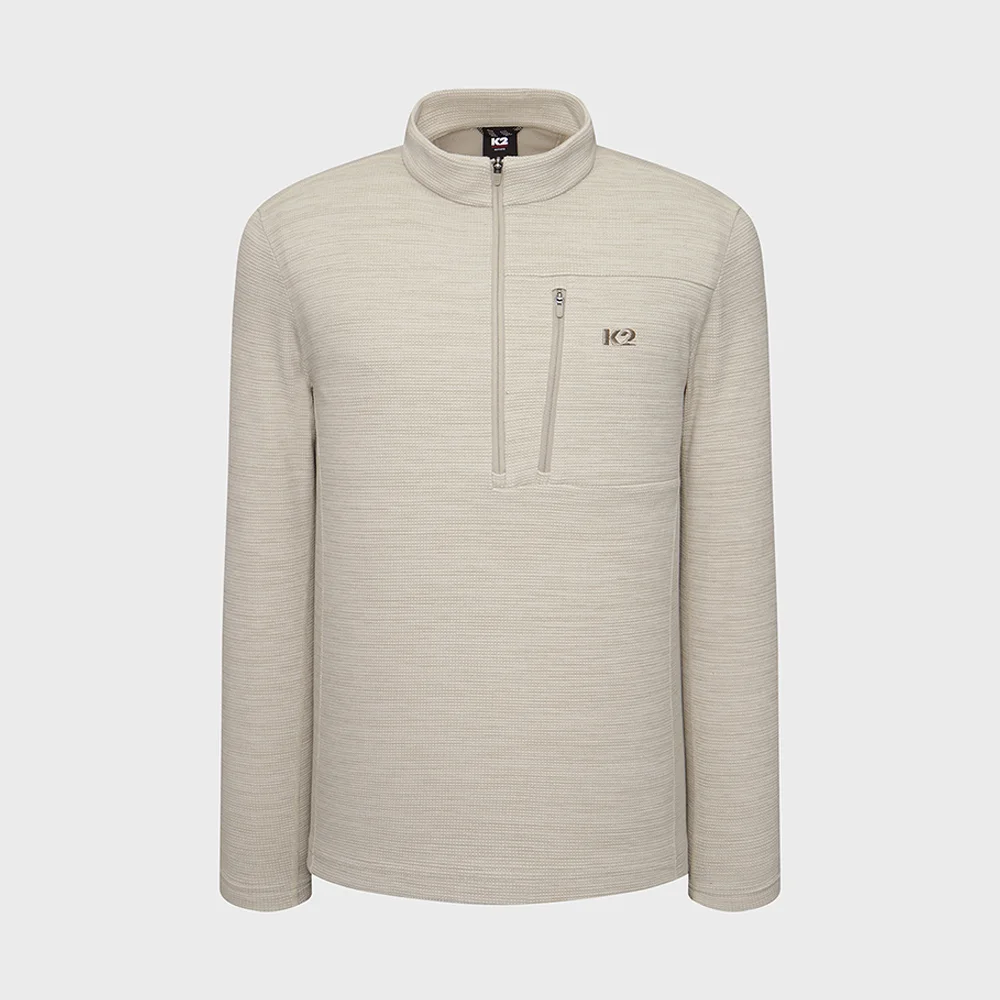 FLYHIKE 麻花 拉鏈 T恤_Sand beige_KMU25223KD
