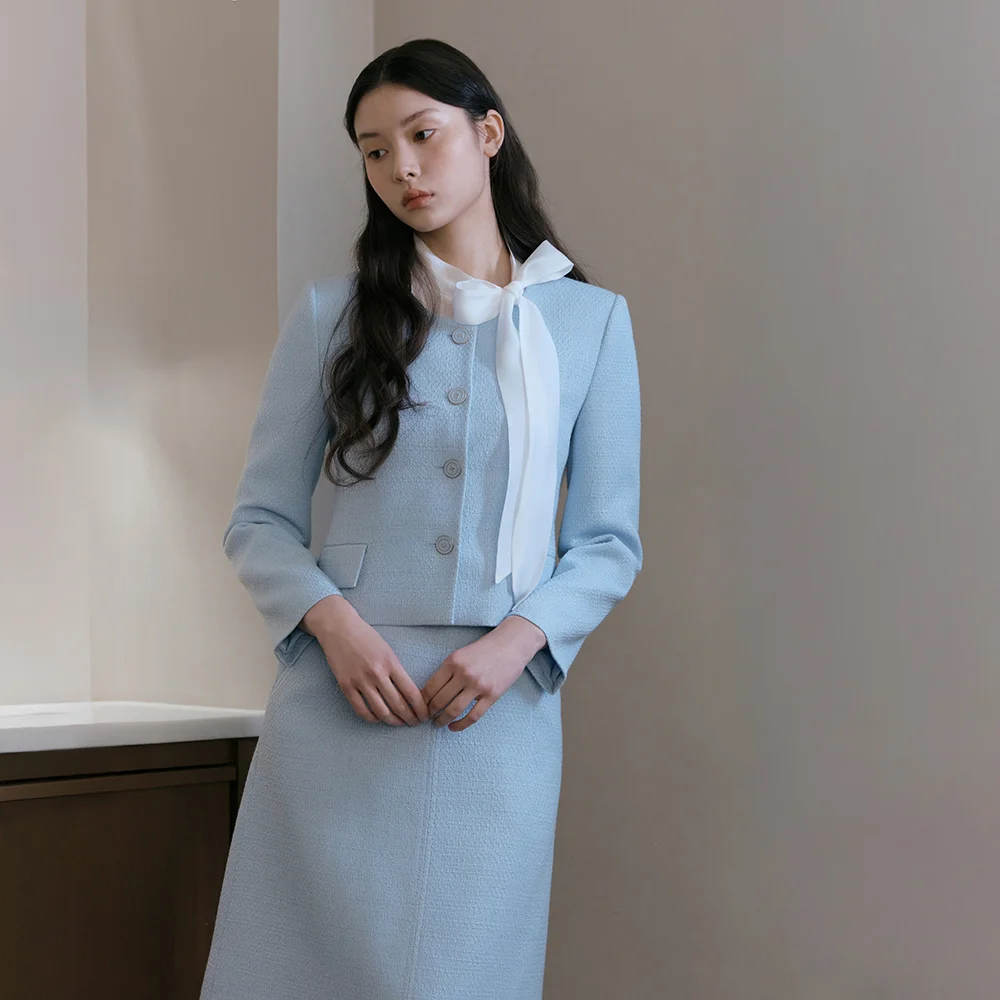 it MICHA 金屬 鈕扣 粗花呢 短版 外套 ITQ2ZJK510_2colors